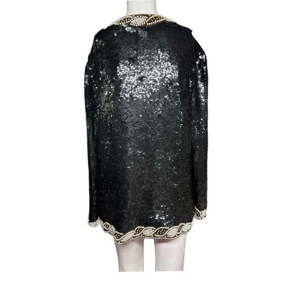 Daytons Oval Room Heavily Sequin Beaded Jacket Womens Size Medium Vintage Black - Picture 3 of 8